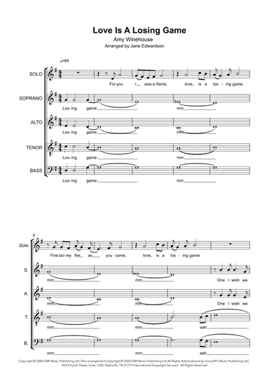 Love Is A Losing Game (arr. Jane Edwardson)