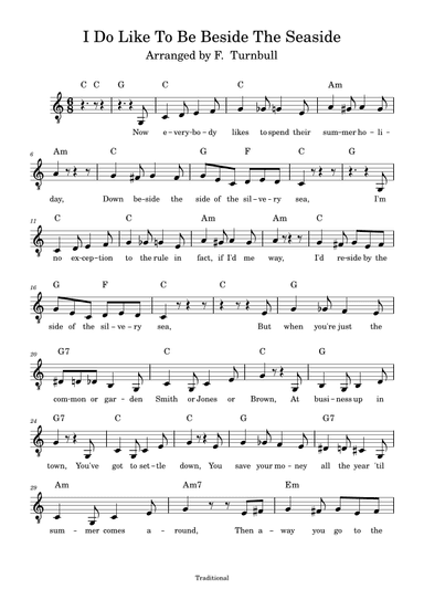 I Do Like To Be Beside The Seaside (arr. F. Turnbull)