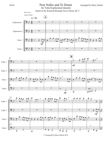 Non Nobis and Te Deum arranged for Tuba/Euphonium Quartet (arr. Harry Salotti)
