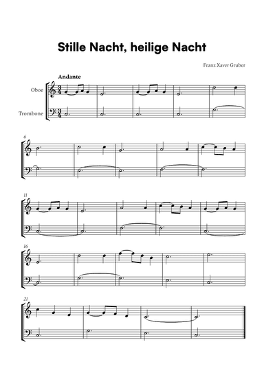 Stille Nacht, heilige Nacht (for Oboe and Trombone) (arr. Cadenza Editions)