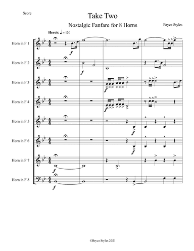 Take Two - Nostalgic Fanfare for 8 Horns (arr. Bryce Styles)