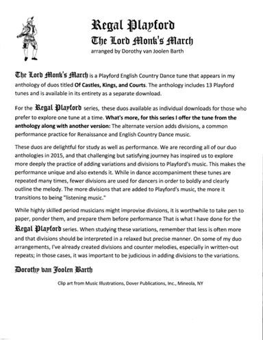 Regal Playford: The Lord Monk's March (arr. Dorothy van Joolen Barth)