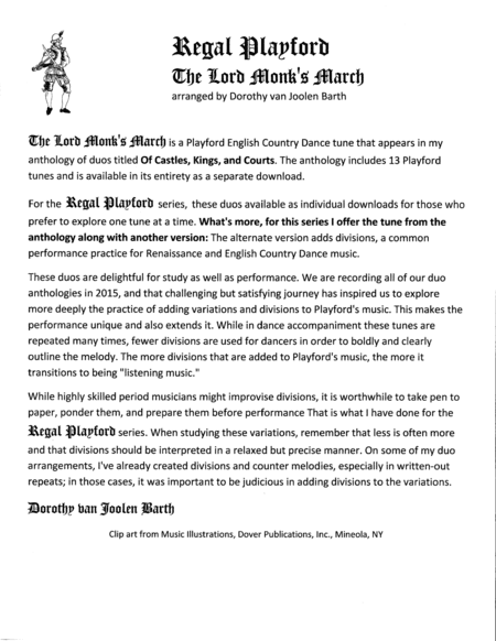 Regal Playford: The Lord Monk's March (arr. Dorothy van Joolen Barth)