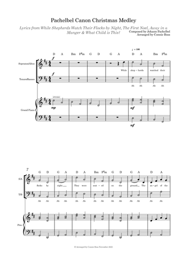 Pachelbel Canon Christmas Medley SATB and piano (arr. Connie Boss)