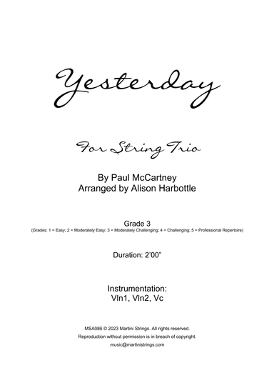 Yesterday (arr. Alison Harbottle)