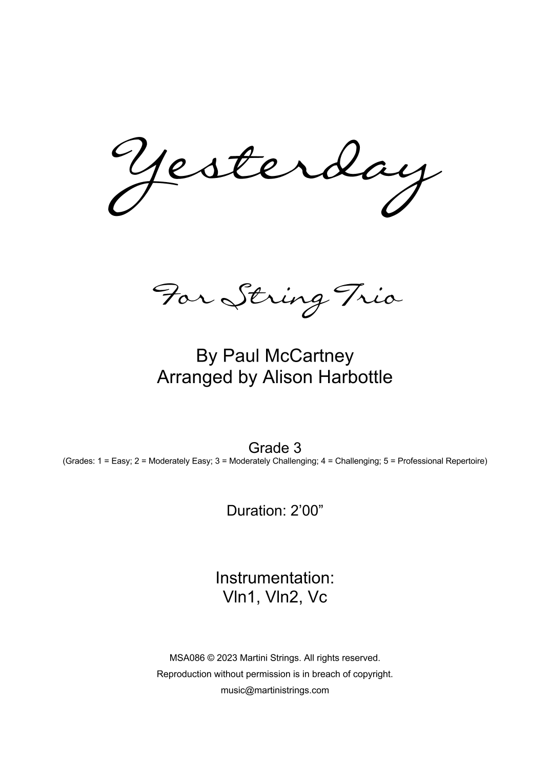 Yesterday (arr. Alison Harbottle)