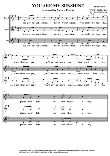 You Are My Sunshine (arr. Andrew Emmet)