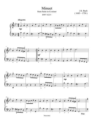 Bach Minuet from Suite in G minor (arr. Ben Choupak)