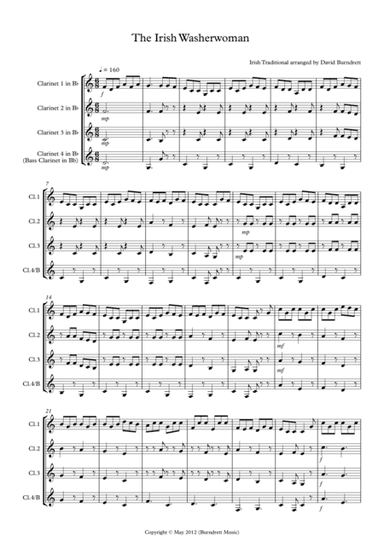 The Irish Washerwoman for Clarinet Quartet (arr. David Burndrett)