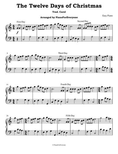 The Twelve Days of Christmas (Easy Piano) (arr. PianoForEveryone)