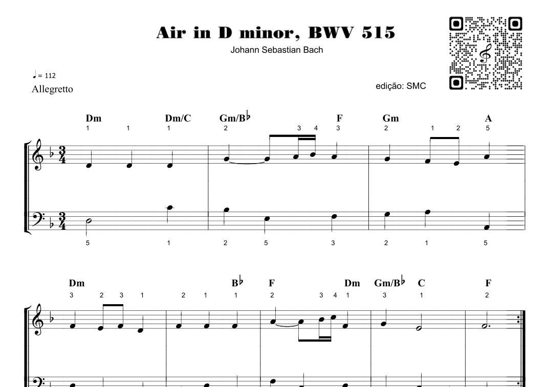 Air in D minor, BWV 515 (arr. Piano)