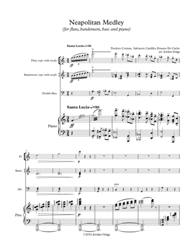 Neapolitan Medley (for flute, bandoneon, bass and piano) (arr. Jordan Grigg)