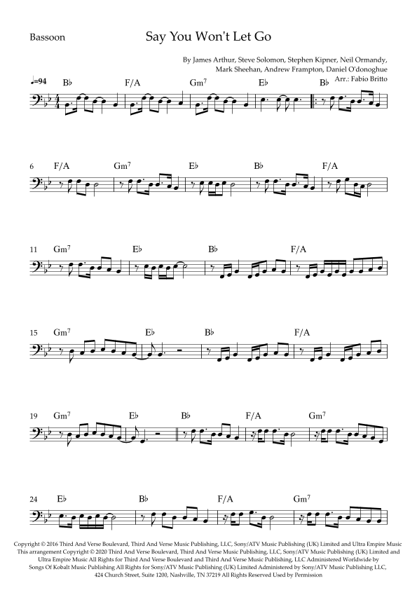 Say You Won't Let Go (arr. Fabio Britto)