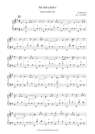 Air fail a lail o (arr. Julia Gordon)