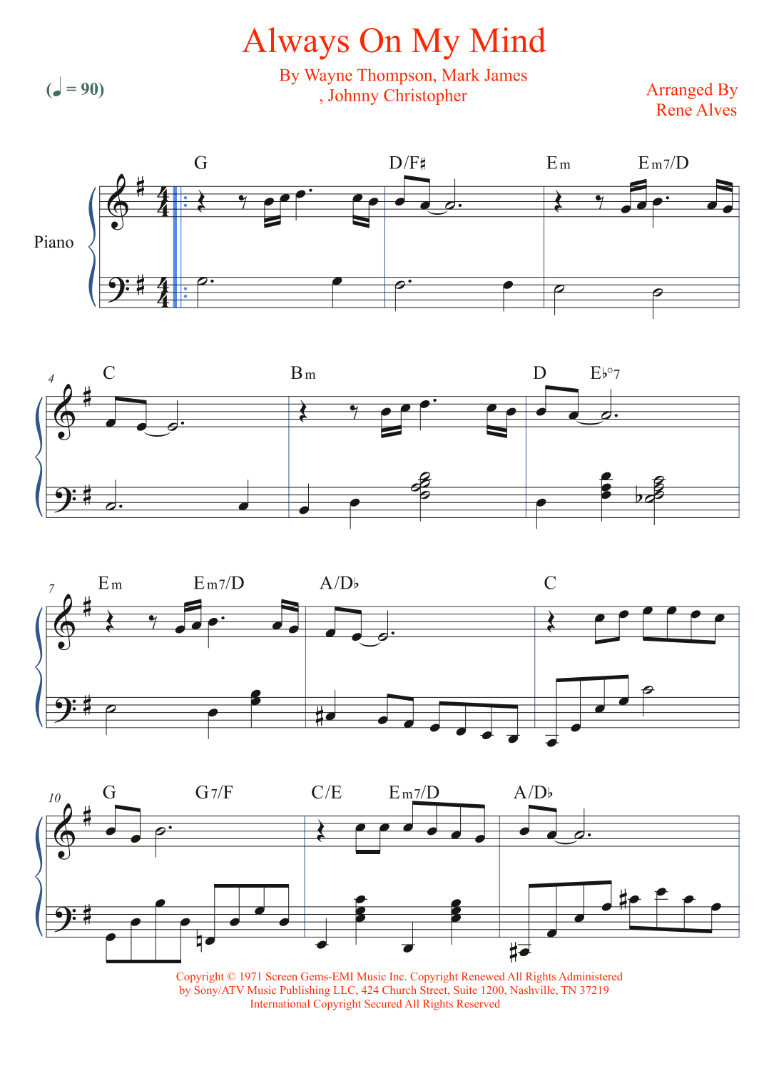 Always On My Mind (arr. Rene Alves)