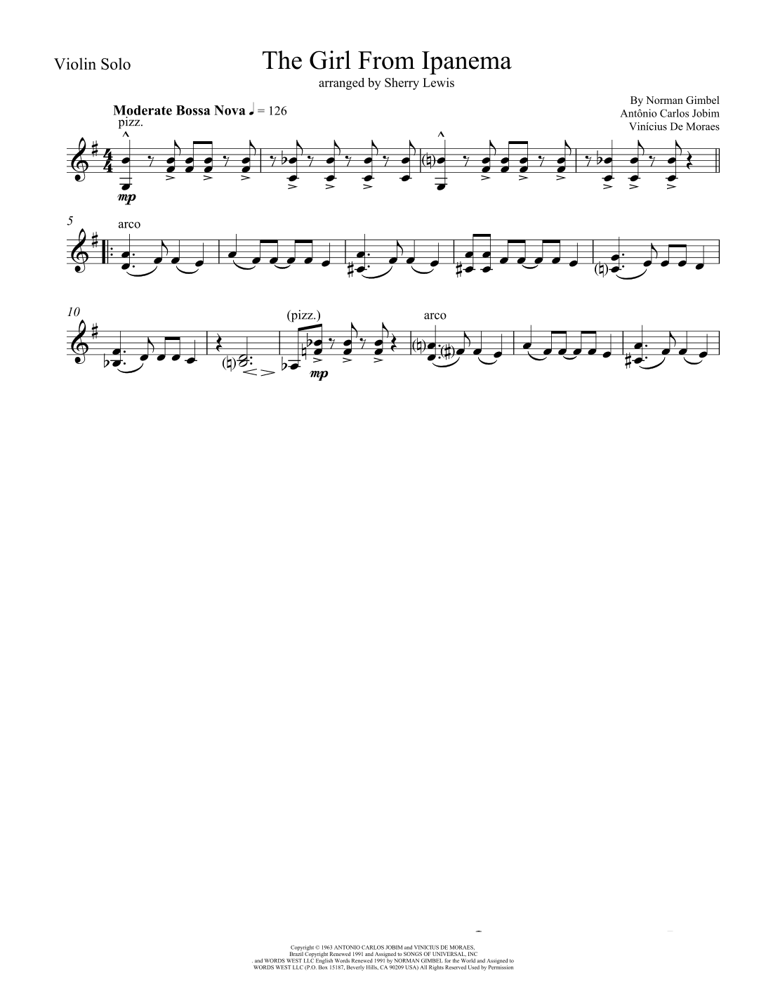 The Girl From Ipanema (garôta De Ipanema) (arr. Sherry Lewis)