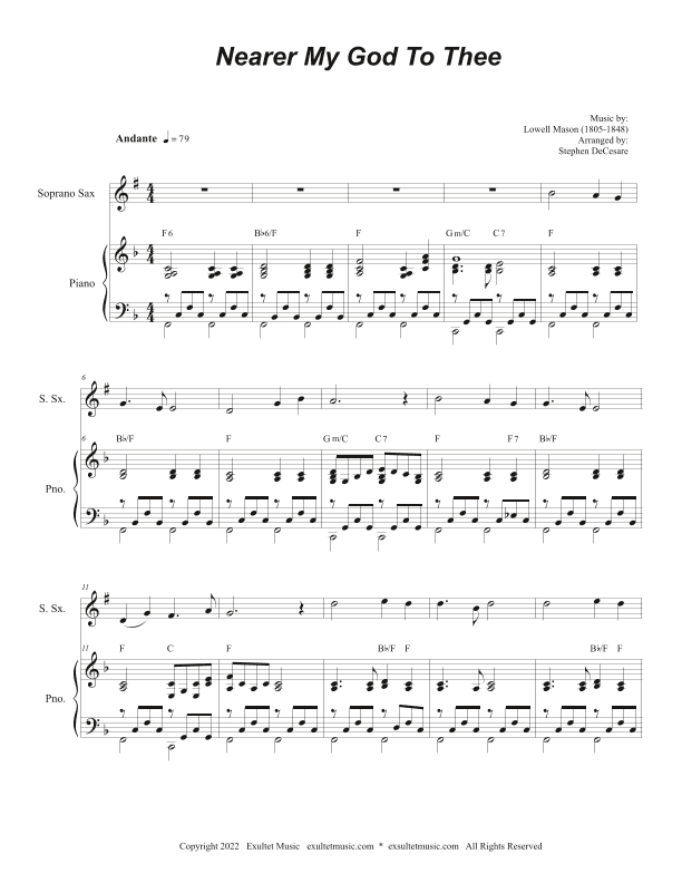 Nearer My God To Thee (Soprano Saxophone and Piano) (arr. Stephen DeCesare)