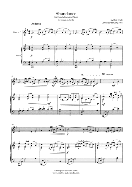 Abundance - for French Horn and Piano