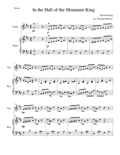 In the Hall of the Mountain King - Violin Solo (arr. Timothy Rohwer)