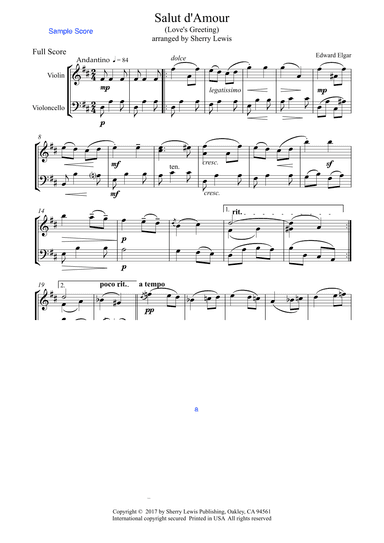 Salut d'Amour for Violin and Cello Duo (arr. Sherry Lewis)