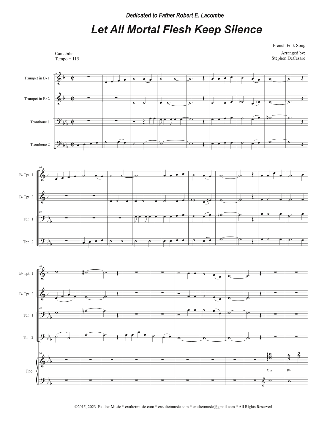 Let All Mortal Flesh Keep Silence (Brass Quartet and Piano - Alternate Version) (arr. Stephen DeCesare)