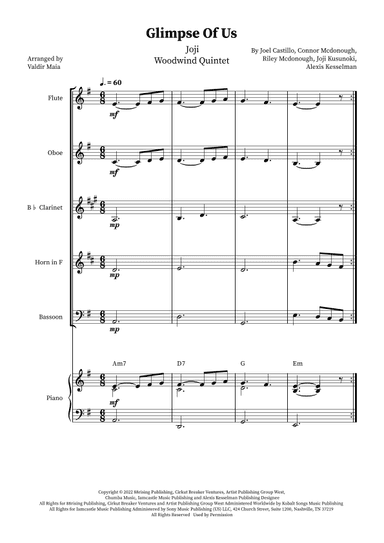 Glimpse Of Us (arr. Valdir Maia)