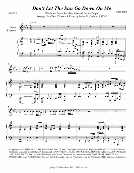 Don't Let The Sun Go Down On Me (arr. James M. Guthrie, ASCAP)
