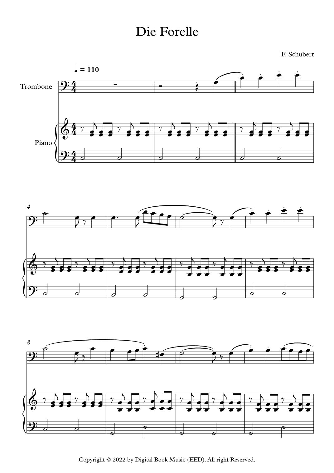 Die Forelle - Franz Schubert (Trombone + Piano) (arr. Digital Book Music)