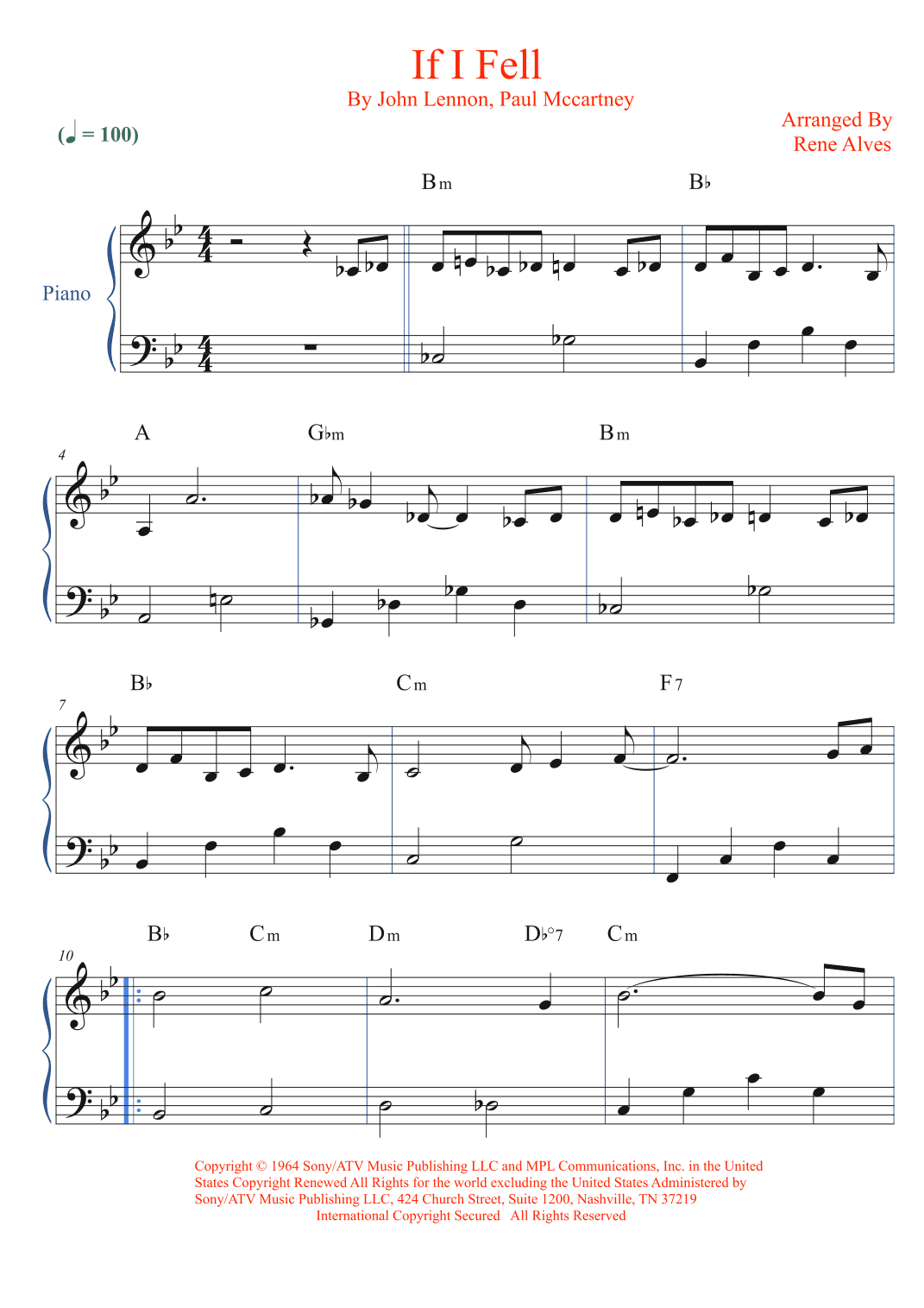 If I Fell (arr. Rene Alves)