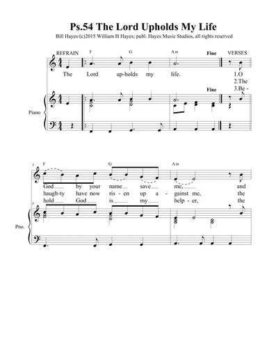 Psalm 54: The Lord Upholds My Life (piano/vocal)