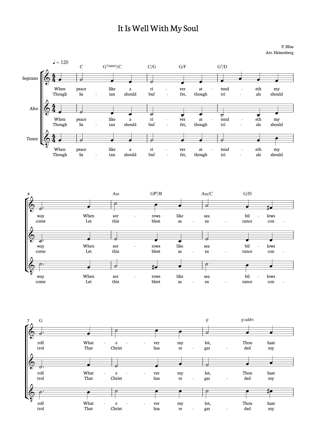 It Is Well With My Soul - SAT (arr. Heisenberg)