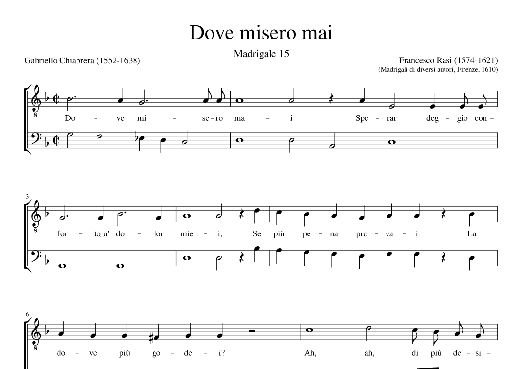 Dove misero mai (arr. Early Music Scores)