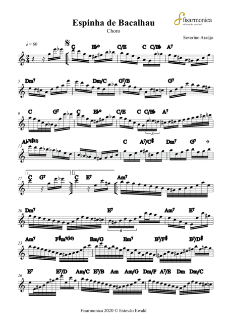 Espinha de Bacalhau (Brazilian Choro) | Sheet Music for Piano, Accordion, Guitar (arr. Estevão Ewald)