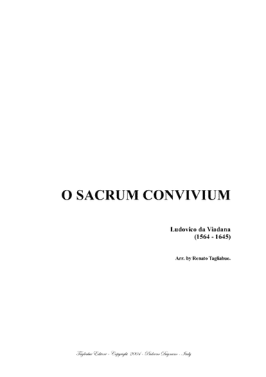 O SACRUM CONVIVIUM - L.G. da Viadana - Arr. for SATB Choir (arr. Renato Tagliabue)