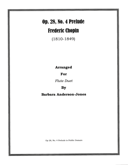 Op 28 No 4 Prelude (Flute Duet) (arr. Barbara Anderson-Jones)