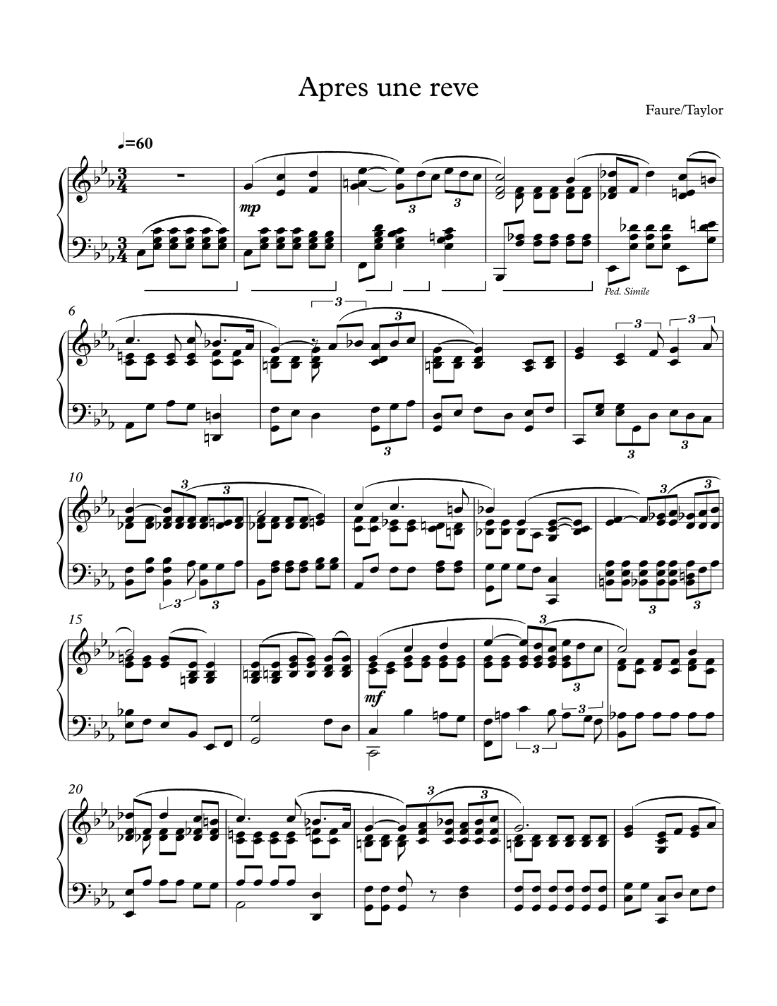 Apres un reve  (After a dream) (arr. Paul Taylor)