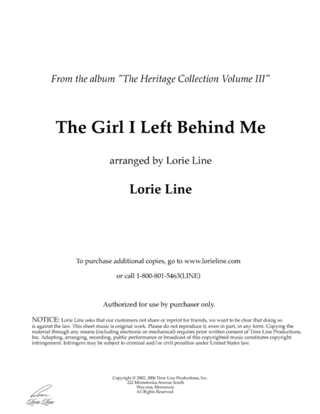 The Girl I Left Behind Me (Brighton Camp) (arr. Lorie Line)