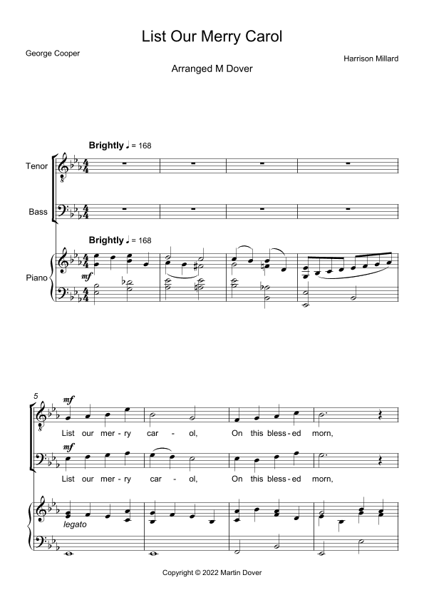 List our Merry Carol - Two Part Choir - TB - Lower Voices (arr. Martin Dover)