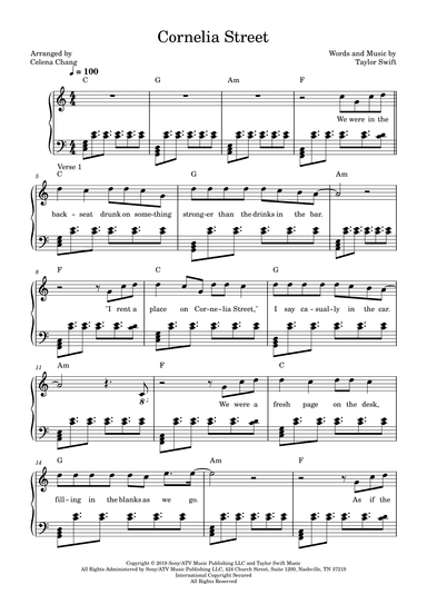 Cornelia Street (arr. Celena Chang)