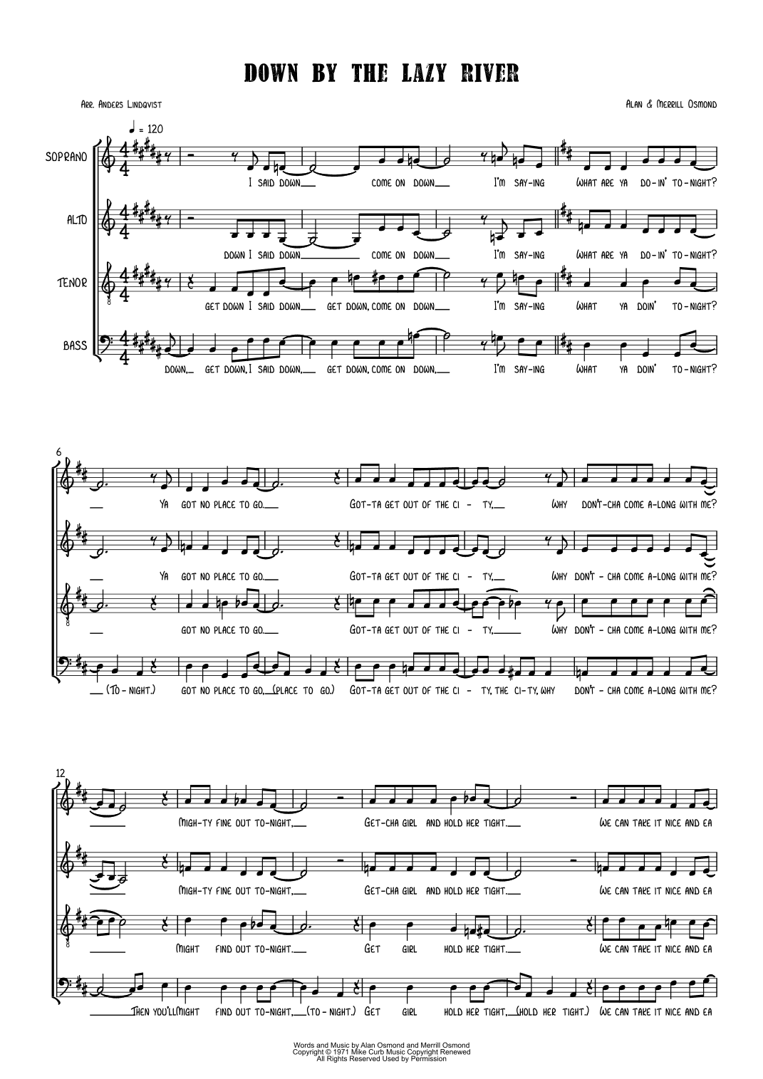 Down By The Lazy River (arr. Anders Lindqvist)