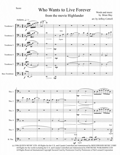 Who Wants To Live Forever (arr. Jeffrey Cottrell)