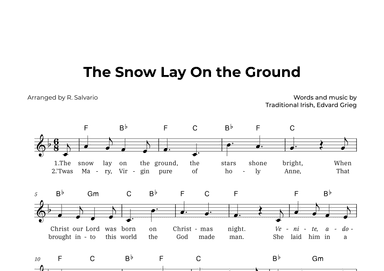 The Snow Lay On the Ground (Key of F Major) (arr. R. Salvario)