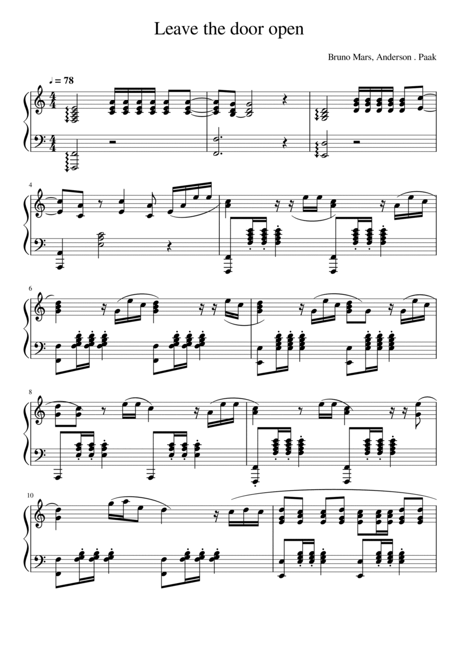 Leave The Door Open (arr. Valeriya Zahonyayeva)