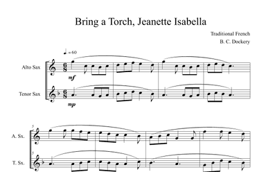 Bring a Torch, Jeanette Isabella (Alto and Tenor Sax Duet) (arr. B. C. Dockery)