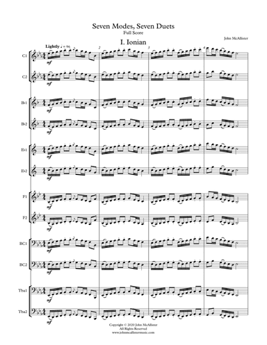 Seven Modes, Seven Duets - All Transpositions (for any two band instruments)
