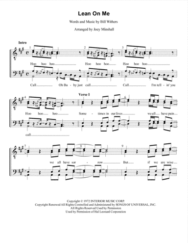 Lean On Me (arr. Joey Minshall)