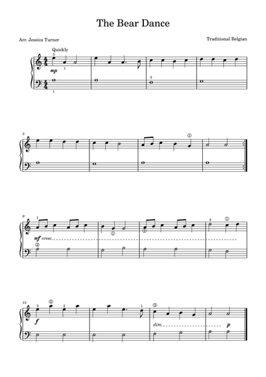 The Bear Dance-- easy piano (arr. Jessica Turner)