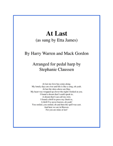 At Last (arr. Stephanie Claussen)