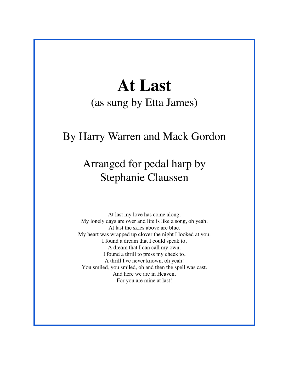 At Last (arr. Stephanie Claussen)