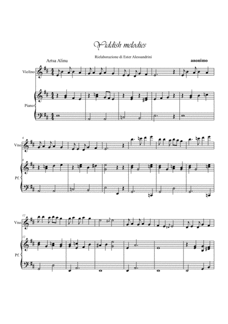 Yiddish melodies. Violin and piano (arr. Ester Alessandrini)
